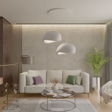 Brilagi - Pakabinamas šviestuvas ant laido WABI SABI, 2xE27/40W/230V, Ø 60 cm, balta