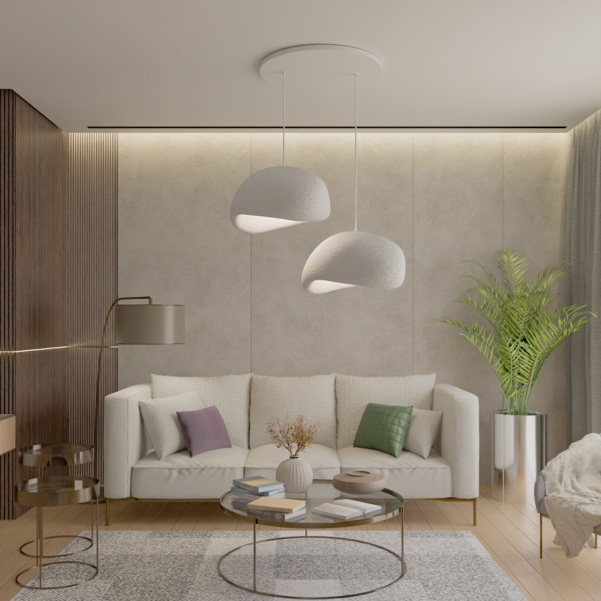 Brilagi - Pakabinamas šviestuvas ant laido WABI SABI, 2xE27/40W/230V, Ø 60 cm, balta