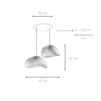 Brilagi - Pakabinamas šviestuvas ant laido WABI SABI, 2xE27/40W/230V, Ø 60 cm, balta