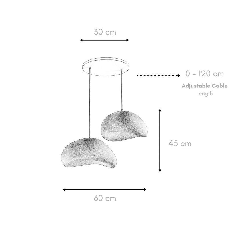 Brilagi - Pakabinamas šviestuvas ant laido WABI SABI, 2xE27/40W/230V, Ø 60 cm, balta