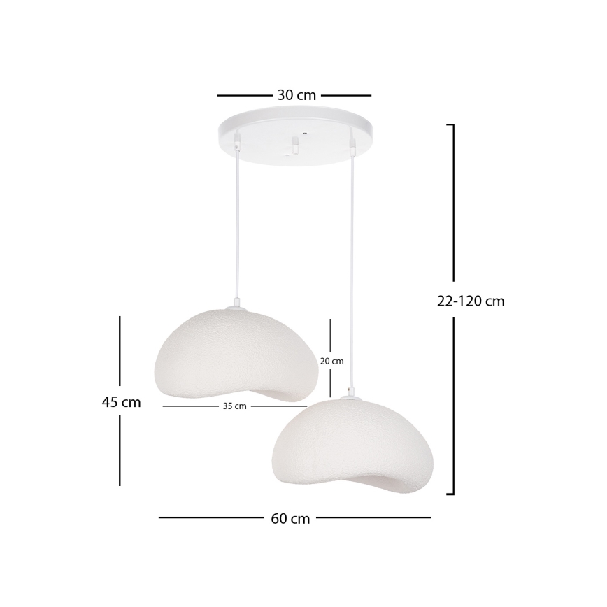 Brilagi - Pakabinamas šviestuvas ant laido WABI SABI, 2xE27/40W/230V, Ø 60 cm, balta