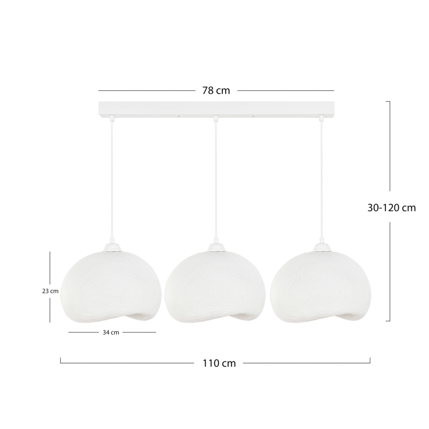 Brilagi - Pakabinamas šviestuvas ant laido WABI SABI 3xE27/40W/230V baltas