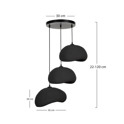 Brilagi - Pakabinamas šviestuvas ant laido WABI SABI 3xE27/40W/230V, skersmuo 60 cm, juodas