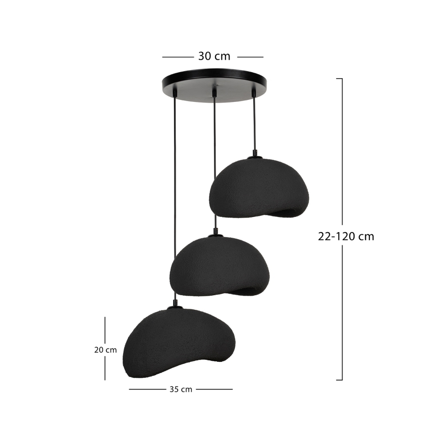 Brilagi - Pakabinamas šviestuvas ant laido WABI SABI 3xE27/40W/230V, skersmuo 60 cm, juodas