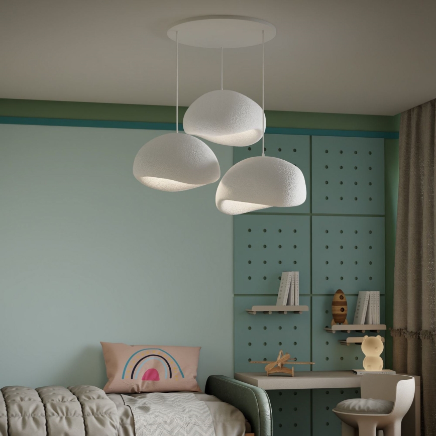 Brilagi - Pakabinamas šviestuvas ant laido WABI SABI, 3xE27/40W/230V, Ø 60 cm, balta