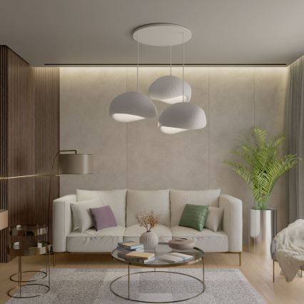 Brilagi - Pakabinamas šviestuvas ant laido WABI SABI, 3xE27/40W/230V, Ø 60 cm, balta