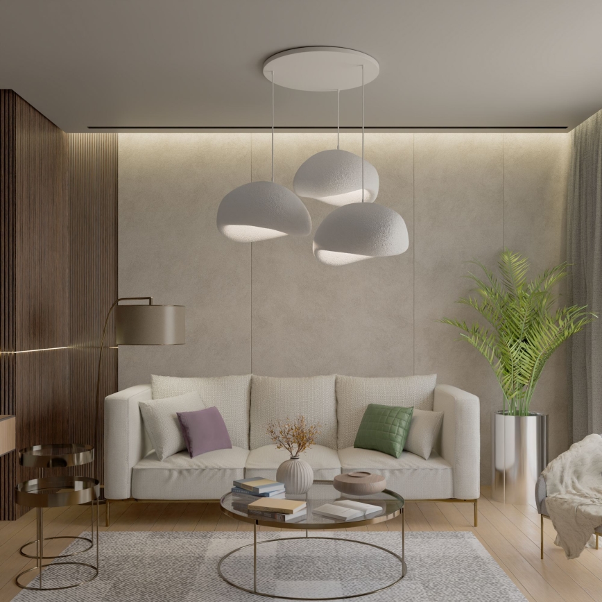 Brilagi - Pakabinamas šviestuvas ant laido WABI SABI, 3xE27/40W/230V, Ø 60 cm, balta