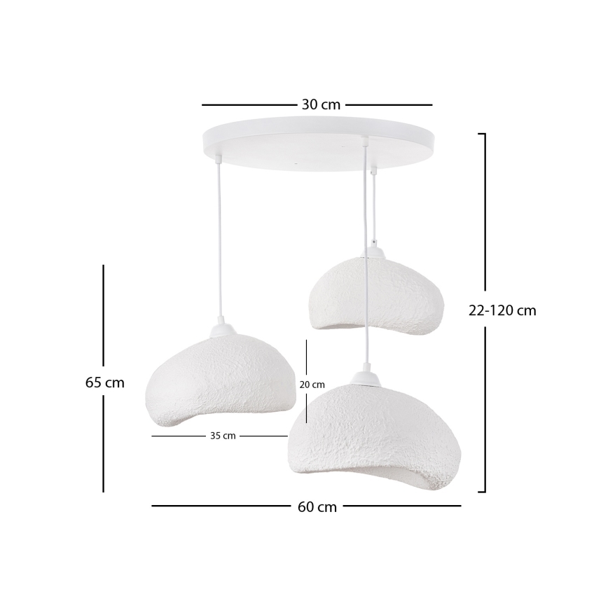 Brilagi - Pakabinamas šviestuvas ant laido WABI SABI, 3xE27/40W/230V, Ø 60 cm, balta