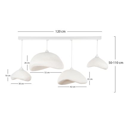 Brilagi - Pakabinamas šviestuvas ant laido WABI SABI 4xE27/40W/230V, baltas