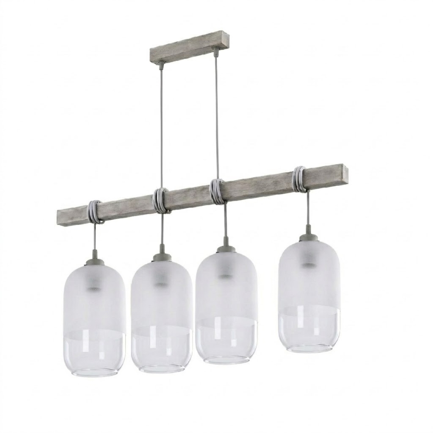BRILAGI - Pakabinamas šviestuvas ant laido WOOD GLASS 4xE27/60W/230V pušis/pilka/balta