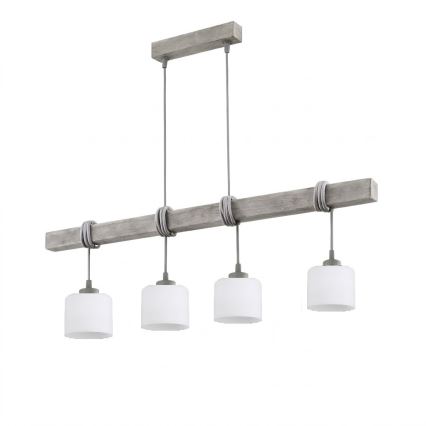 BRILAGI - Pakabinamas šviestuvas ant laido WOOD GLASS 4xE27/60W/230V pušis/pilka/balta