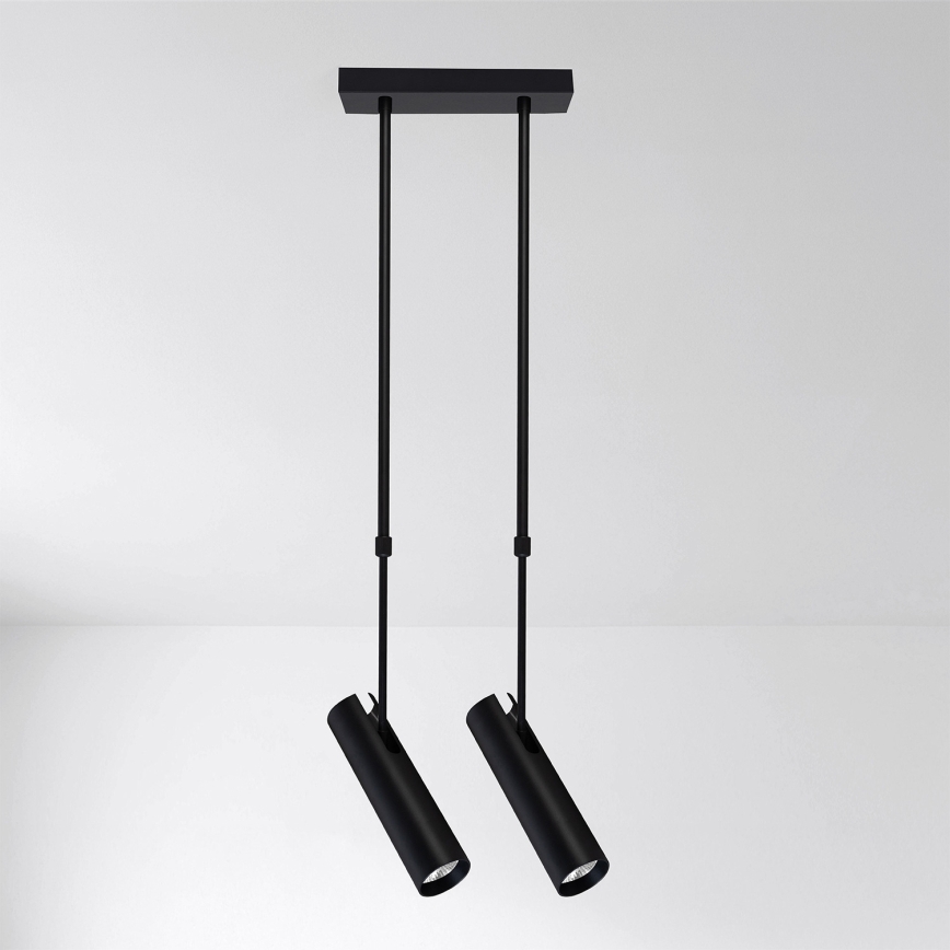 Brilagi - Pakabinamas šviestuvas ant strypo SELE 2xGU10/30W/230V juodas