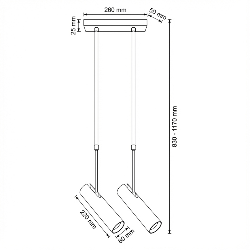 Brilagi - Pakabinamas šviestuvas ant strypo SELE 2xGU10/30W/230V juodas