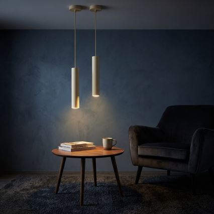 Brilagi - Pakabinamas šviestuvas ant troselio 1xGU10/15W/230V smėlinė/auksinė