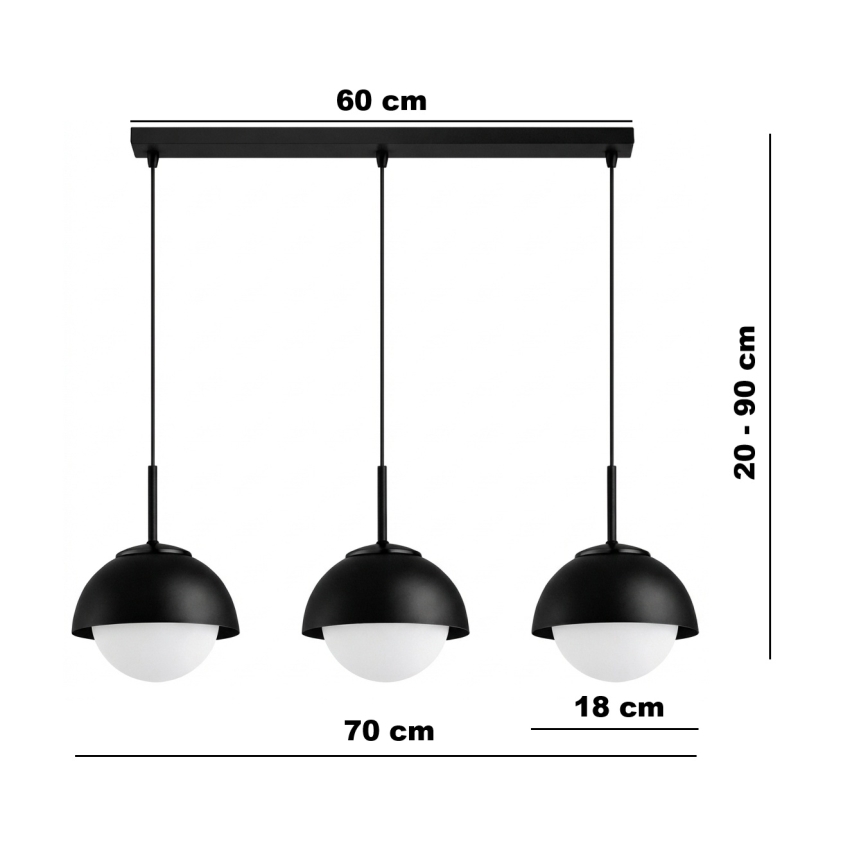 BRILAGI - Pakabinamas šviestuvas ant troselio COSMO 3xE27/60W/230V juodas