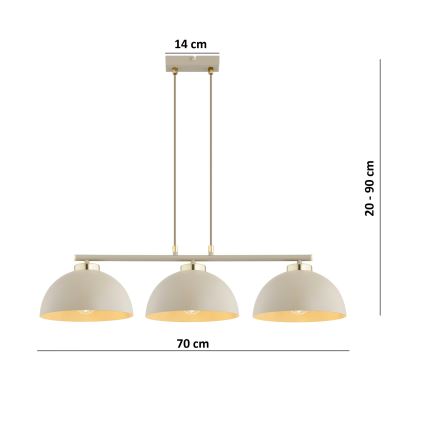 Brilagi - Pakabinamas šviestuvas ant troselio MOON 3xE27/60W/230V smėlinis/auksinis