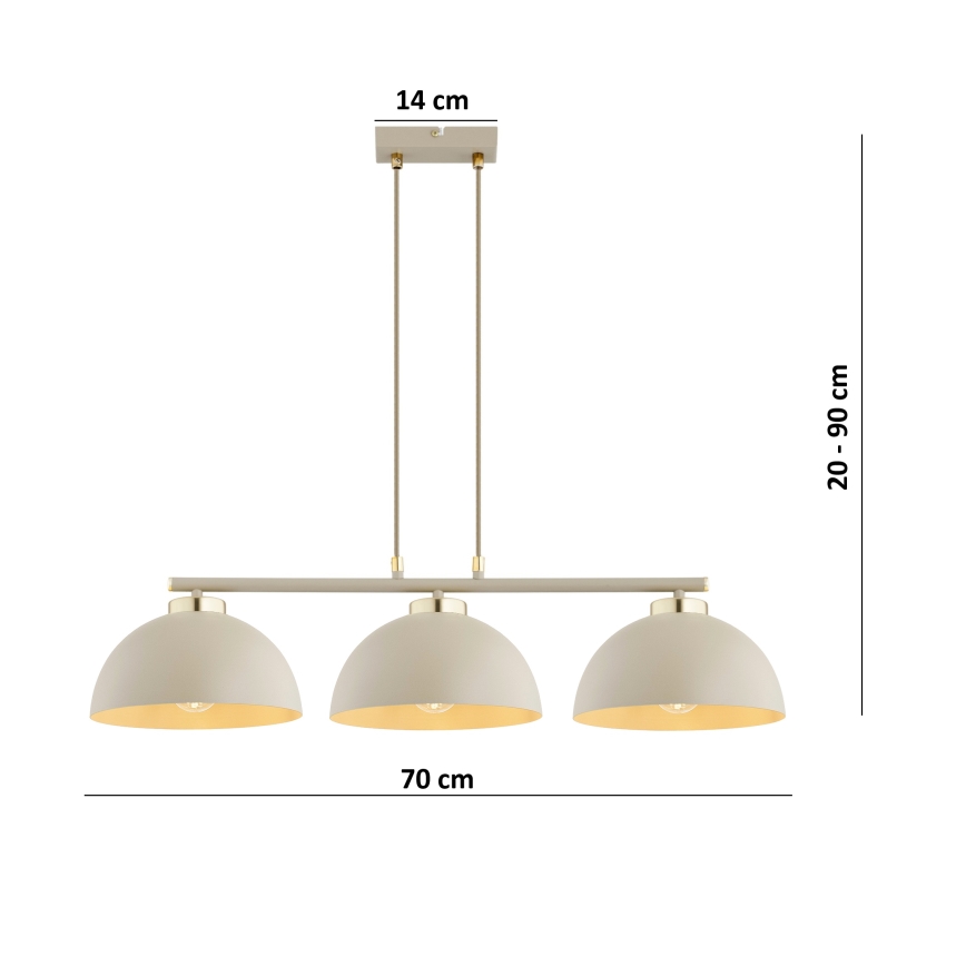 Brilagi - Pakabinamas šviestuvas ant troselio MOON 3xE27/60W/230V smėlinis/auksinis
