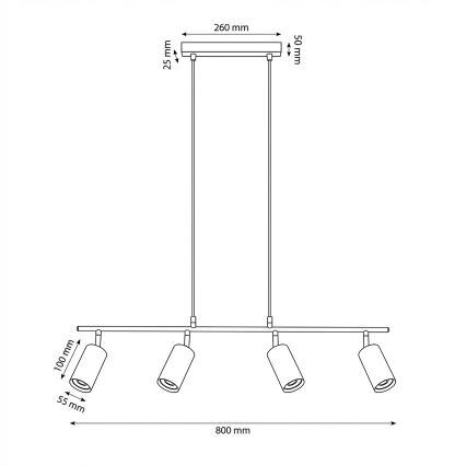 Brilagi - Pakabinamas šviestuvas ant troselio SELE 4xGU10/30W/230V baltas
