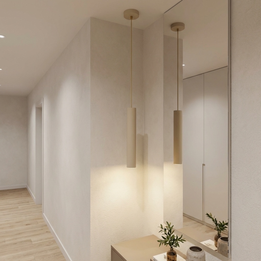 Brilagi - Pakabinamas šviestuvas ant troselio TUBE 1xGU10/15W/230V smėlinė/auksinė