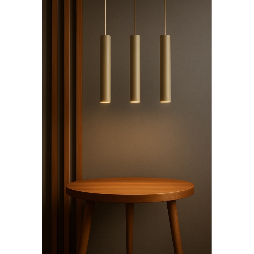 Brilagi - Pakabinamas šviestuvas ant troselio TUBE 1xGU10/15W/230V smėlinė/auksinė