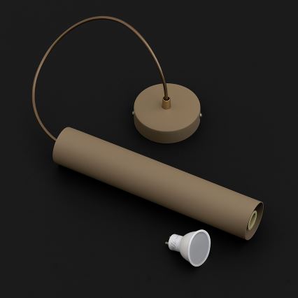 Brilagi - Pakabinamas šviestuvas ant troselio TUBE 1xGU10/15W/230V smėlinė/auksinė