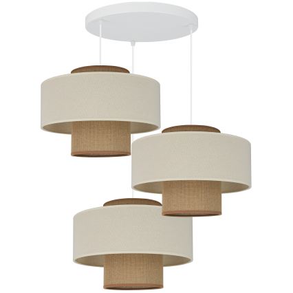 Brilagi - Pakabinamas šviestuvas ant laido DALLAS 3xE27/15W/230V ruda/kremine/balta