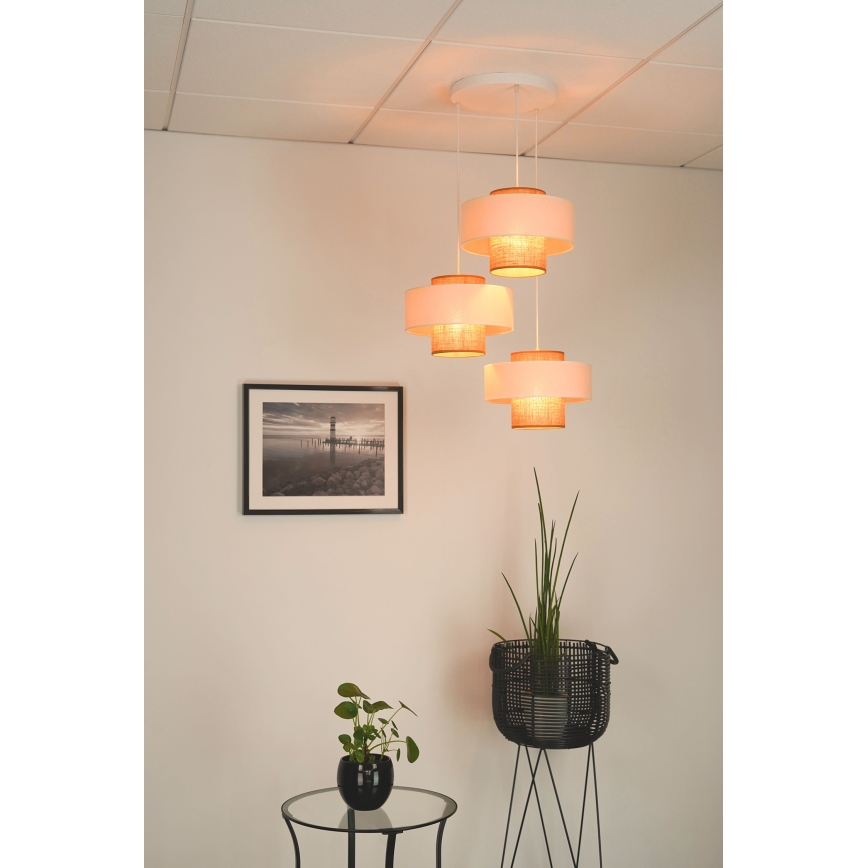 Brilagi - Pakabinamas šviestuvas ant laido DALLAS 3xE27/15W/230V ruda/kremine/balta