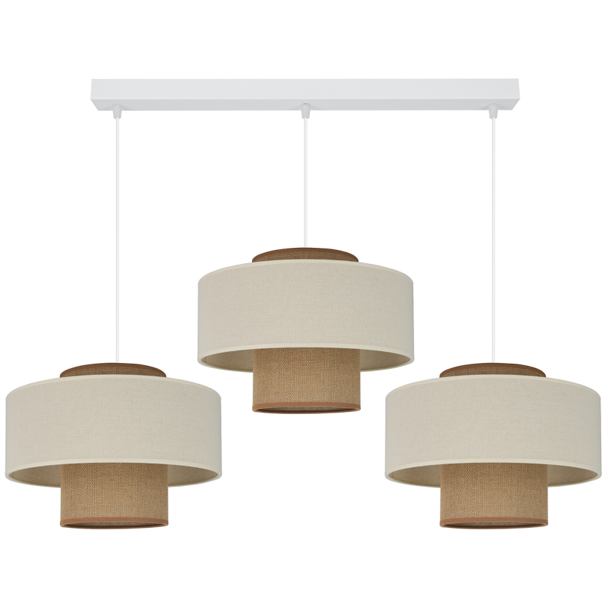 Brilagi - Pakabinamas šviestuvas ant laido DALLAS 3xE27/15W/230V ruda/kremine/balta