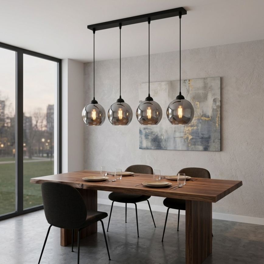 Brilagi - pakabinamas šviestuvas DIOR 4xE27/60W/230V juoda/dūminė pilka