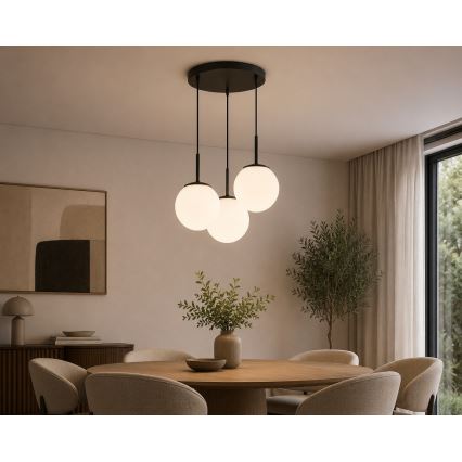 BRILAGI - pakabinamas šviestuvas MILO su laidu 3xE27/60W/230V juodas
