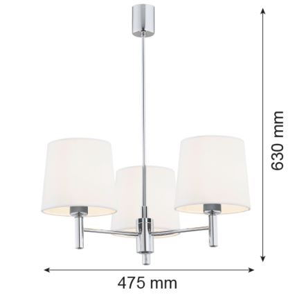 Brilagi - Pakabinamas šviestuvas MONTE su strypu 3xE27/15W/230V kreminis/blizgus chromas