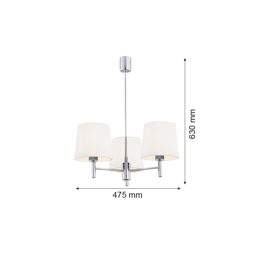 Brilagi - Pakabinamas šviestuvas MONTE su strypu 3xE27/15W/230V kreminis/blizgus chromas