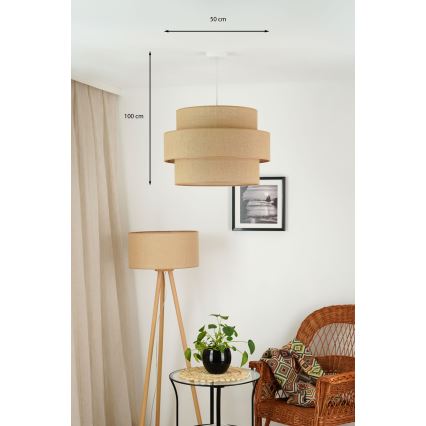 Brilagi - Pakabinamas šviestuvas ant laido SPACE YUTE 1xE27/15W/230V skersmuo 50 cm smėlio/balta