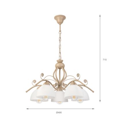 Brilagi - Pakabinamas šviestuvas su grandine ANTICO MODERN 5xE27/60W/230V smėlio spalvos