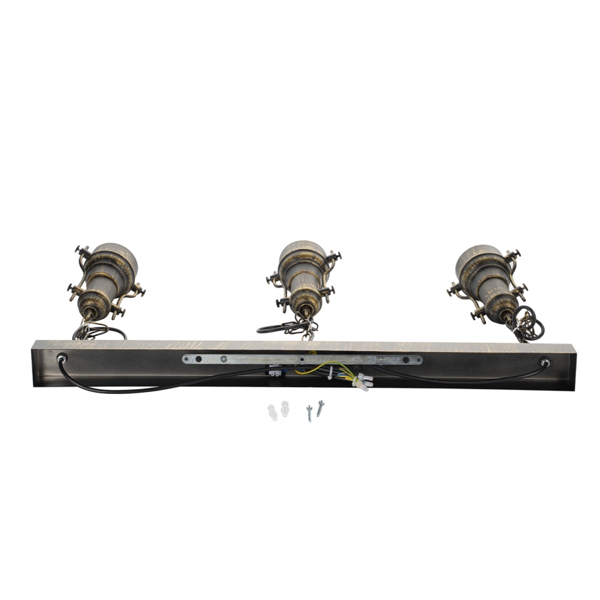 Brilagi - Pakabinamas šviestuvas su grandine PYRONIC 3xE27/40W/230V bronzinė/patina