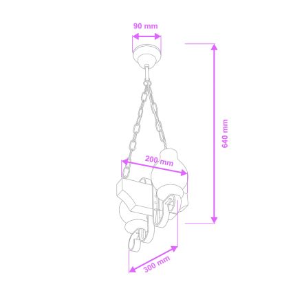Brilagi - Pakabinamas šviestuvas su grandine QUEEN 2xE14/40W/230V bukas/vengė