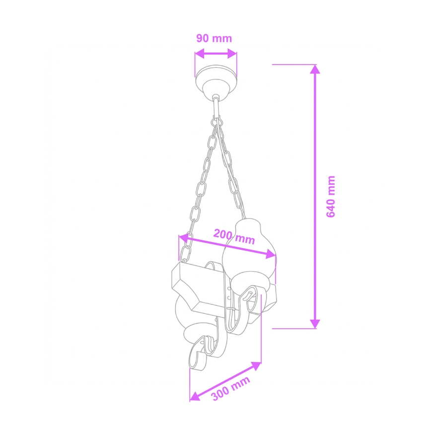 Brilagi - Pakabinamas šviestuvas su grandine QUEEN 2xE14/40W/230V bukas/vengė