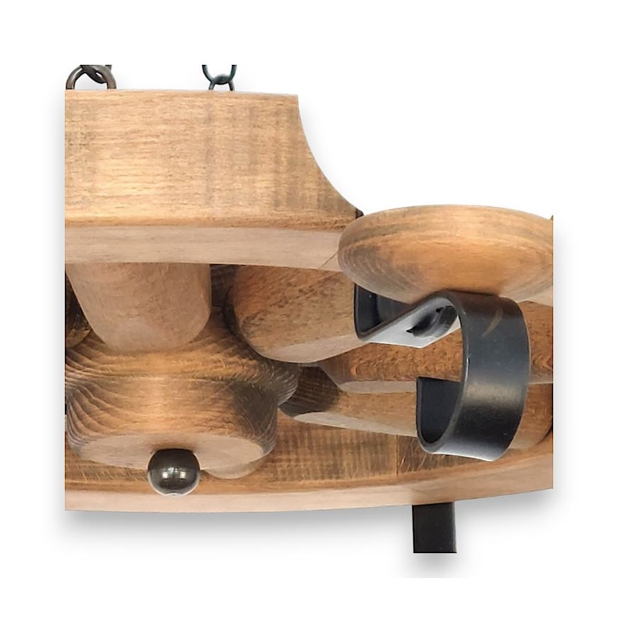 Brilagi - Pakabinamas šviestuvas su grandine ROATA 8xE14/40W/230V, skersmuo 70 cm, iš buko