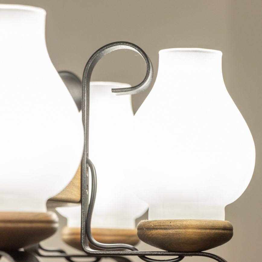 Brilagi - Pakabinamas šviestuvas su grandine ROATA 8xE14/40W/230V, skersmuo 70 cm, iš buko