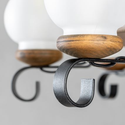 Brilagi - Pakabinamas šviestuvas su grandine ROATA 8xE14/40W/230V, skersmuo 70 cm, iš buko