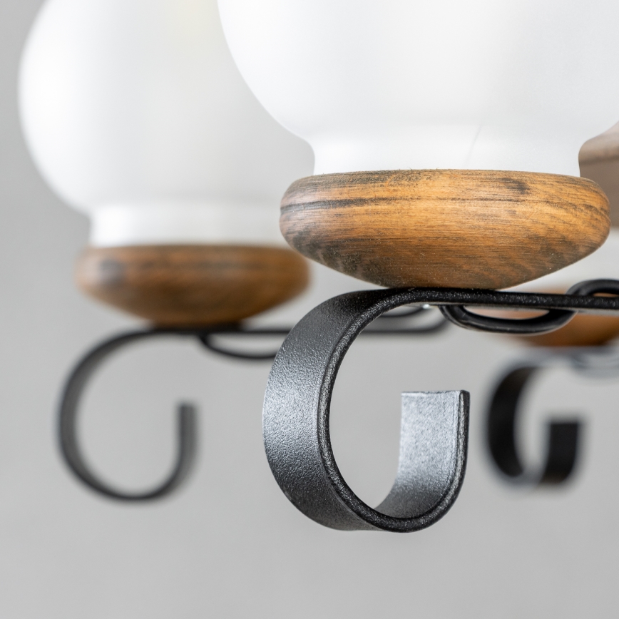 Brilagi - Pakabinamas šviestuvas su grandine ROATA 8xE14/40W/230V, skersmuo 70 cm, iš buko