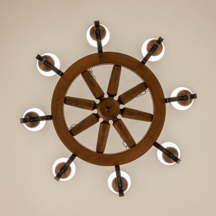 Brilagi - Pakabinamas šviestuvas su grandine ROATA 8xE14/40W/230V, skersmuo 70 cm, iš buko