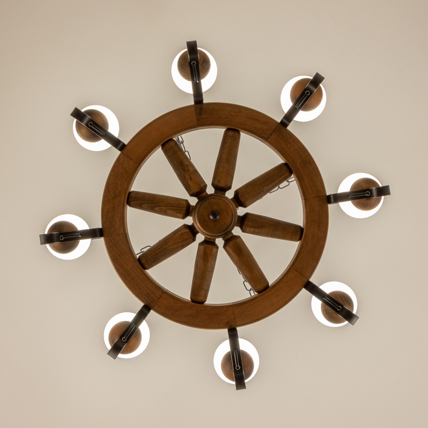 Brilagi - Pakabinamas šviestuvas su grandine ROATA 8xE14/40W/230V, skersmuo 70 cm, iš buko