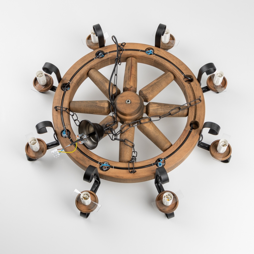 Brilagi - Pakabinamas šviestuvas su grandine ROATA 8xE14/40W/230V, skersmuo 70 cm, iš buko