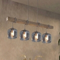 BRILAGI - Pakabinamas šviestuvas su kabeliu WOOD GLASS 4xE27/60W/230V pušis/pilka/dūminė pilka