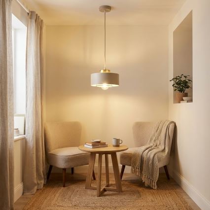 Brilagi - Pakabinamas šviestuvas su laidu 1xE27/60W/230V, skersmuo 20 cm, smėlio spalvos/auksinė