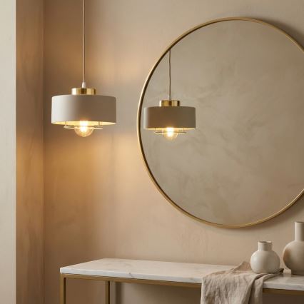 Brilagi - Pakabinamas šviestuvas su laidu 1xE27/60W/230V, skersmuo 20 cm, smėlio spalvos/auksinė