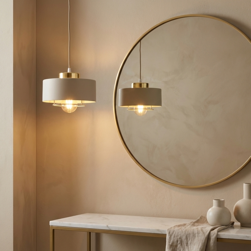 Brilagi - Pakabinamas šviestuvas su laidu 1xE27/60W/230V, skersmuo 20 cm, smėlio spalvos/auksinė