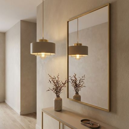 Brilagi - Pakabinamas šviestuvas su laidu 1xE27/60W/230V, skersmuo 20 cm, smėlio spalvos/auksinė