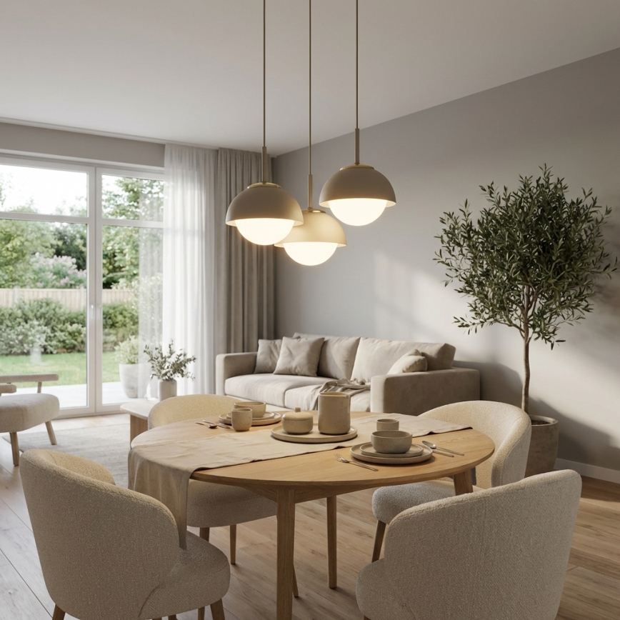 Brilagi - Pakabinamas šviestuvas su laidu 3xE27/60W/230V smėlio/auksinė